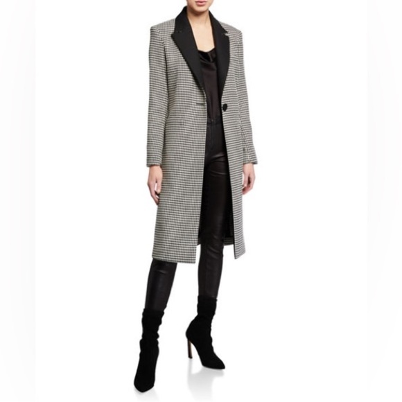 Alice + Olivia Jackets & Blazers - Alice + Olivia Sienna Houndstooth Coat Blazer Jacket Black White Wool Look S